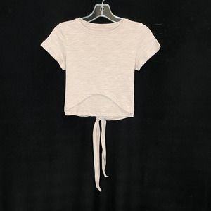 POPFLEX Cropped Tee Light Pink Heather Tie Back 100% cotton S